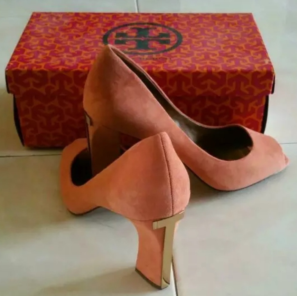 Tory Burch Peach Suede Heels